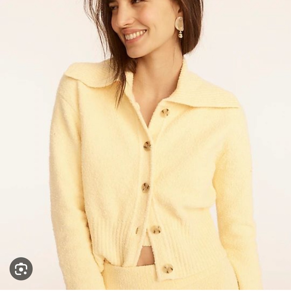 Jcrew| Collared Cotton Boucle Cardigan Sweater Large